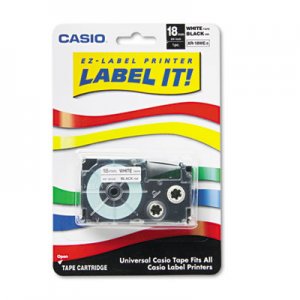 Casio Tape Cassette for KL Label Makers, 3/4in x 26ft, Black on White CSOXR18WES XR18WES