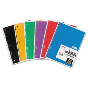 Mead Spiral Bound Notebook, Perforated, College Rule, 10.5 x 7.5, White, 70 Sheets MEA05512 05512