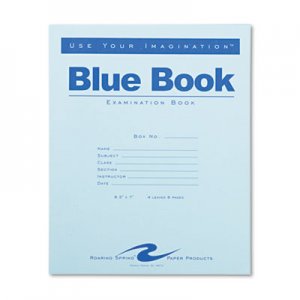 Roaring Spring Exam Blue Book, Legal Rule, 8 1/2 x 7, White, 4 Sheets/8 Pages ROA77510 77510
