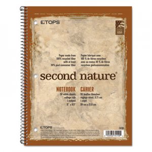 TOPS Second Nature Subject Wirebound Notebook, 11 x 8 1/2, White, 50 Sheets TOP74110 74110
