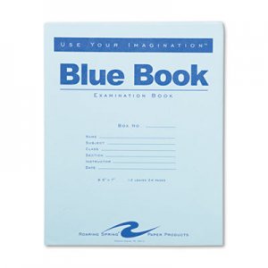 Roaring Spring Exam Blue Book, Legal Rule, 8 1/2 x 7, White, 12 Sheets/24 Pages ROA77513 77513