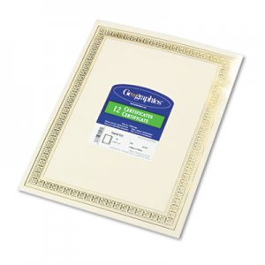 Geographics Foil Enhanced Certificates, 8-1/2 x 11, Gold Flourish Border, 12/Pack GEO45492 45492