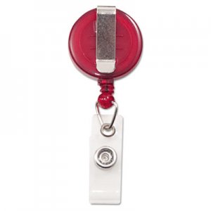 Advantus Translucent Retractable ID Card Reel, 34" Extension, Red, 12/Pack AVT75471 75471