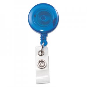 Advantus Translucent Retractable ID Card Reel, 34" Extension, Blue, 12/Pack AVT75472 75472