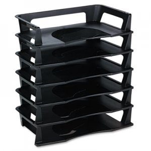 Rubbermaid Regeneration Letter Tray, Six Tier, Plastic, Black RUB86028 86028