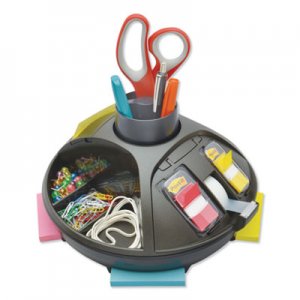 3M Rotary Self-Stick Notes Dispenser, Plastic, Rotary, 10" diameter x 6h, Black MMMC91 C91