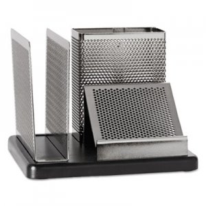 Rolodex Distinctions Desk Organizer, 5 7/8 x 5 7/8 x 4 1/2, Metal/Black ROLE23552 E23552