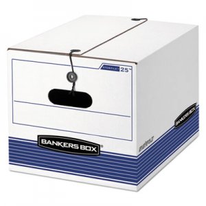 Bankers Box STOR/FILE Storage Box, Legal/Letter, Tie Closure, White/Blue, 4/Carton FEL0002501 0002501