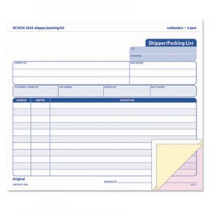 TOPS Snap-Off Shipper/Packing List, 8 1/2 x 7, Three-Part Carbonless, 50 Forms TOP3834 3834