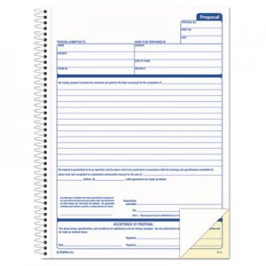 TOPS Spiralbound Proposal Form Book, 8 1/2 x 11, Two-Part Carbonless, 50 Sets/Book TOP41850 41850