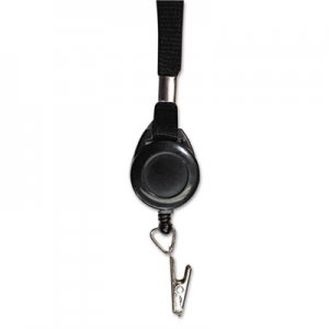 Advantus Lanyards with Retractable ID Reels, Clip Style, 34" Long, Black, 12/Carton AVT75549 75549