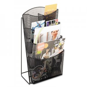 Safco Onyx Mesh Counter Display, Four Compartments, 9 3/4w x 9 1/2d x 18h, Black SAF5640BL 5640BL