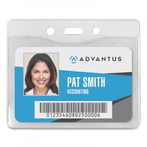 Advantus Security ID Badge Holder, Horizontal, 3 3/8w x 4 1/4h, Clear, 50/Box AVT75411 75411