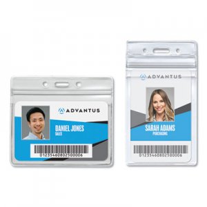 Advantus Resealable ID Badge Holder, Horizontal, 4 x 2 3/4, Clear, 50/Pack AVT75523 75523