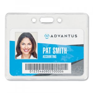 Advantus Proximity ID Badge Holder, Horizontal, 3 3/8w x 2 3/8h, Clear, 50/Pack AVT75450 75450