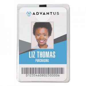 Advantus ID Badge Holder w/Clip, Vertical, 3w x 4h, Clear, 50/Pack AVT75457 75457