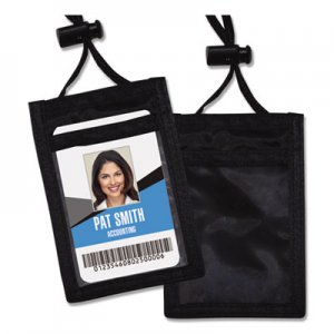 Advantus ID Badge Holder w/Convention Neck Pouch, Vertical, 2 3/4 x 3 1/2, Black, 12/Pack AVT75453