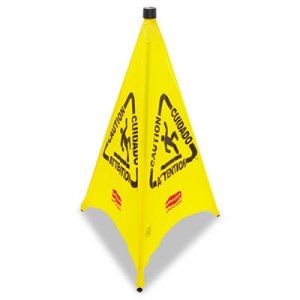 Rubbermaid Commercial Three-Sided Caution, Wet Floor Safety Cone, 21w x 21d x 30h, Yellow RCP9S0100YL FG9S0100YEL