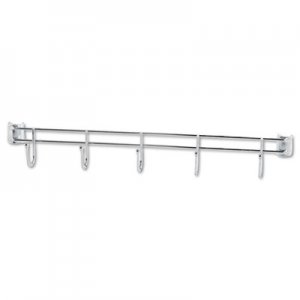 Alera Hook Bars For Wire Shelving, Five Hooks, 24" Deep, Silver, 2 Bars/Pack ALESW59HB424SR