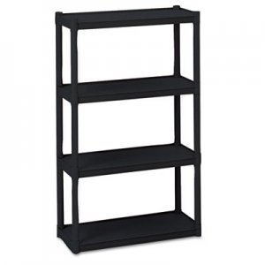 Iceberg Rough N Ready Four-Shelf Open Storage System, Resin, 32w x 13d x 54h, Black ICE20841 20841