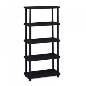 Iceberg Rough N Ready Five-Shelf Open Storage System, Resin, 36w x 18d x 74h, Black ICE20851 20851