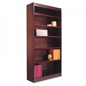 Alera Square Corner Wood Veneer Bookcase, Six-Shelf, 35-5/8w x 11-3/4d x 72h, Mahogany ALEBCS67236MY