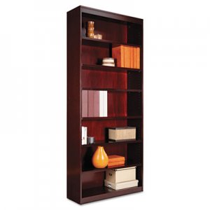 Alera Square Corner Wood Veneer Bookcase, Seven-Shelf, 35-5/8 x 11-3/4 x 84, Mahogany ALEBCS78436MY