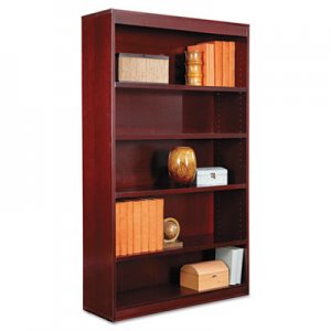 Alera Square Corner Wood Veneer Bookcase, Five-Shelf, 35-5/8 x 11-3/4 x 60, Mahogany ALEBCS56036MY