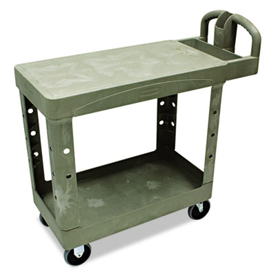 Rubbermaid Commercial Flat Shelf Utility Cart, Two-Shelf, 19-1/5w x 37-7/8d x 33-1/3h, Beige