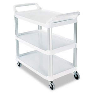Rubbermaid Commercial Open Sided Utility Cart, Three-Shelf, 40-5/8w x 20d x 37-13/16h, Off-White RCP409100CM