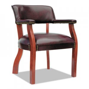 Alera Traditional Series Guest Arm Chair, Mahogany Finish/Oxblood Vinyl ALETD4336