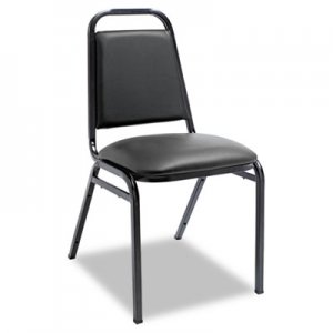 Alera Padded Steel Stack Chair w/Square Back, Black Vinyl, Black Frame, 4/Carton ALESC68VY10B