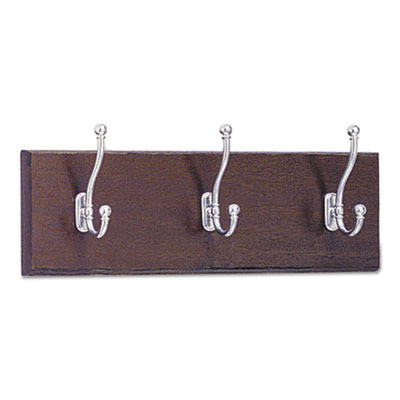 Safco Wood Wall Rack, Three Double-Hooks, 18w x 3-1/4d x 6-3/4h, Mahogany SAF4216MH 4216MH