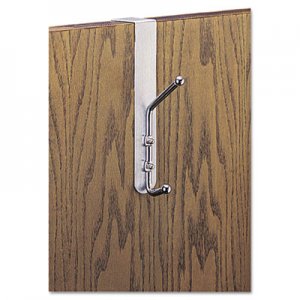 Safco Over-The-Door Double Coat Hook, Chrome-Plated Steel, Satin Aluminum Base SAF4166 4166