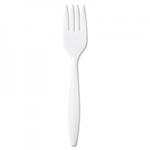 Dixie Plastic Cutlery, Mediumweight Forks, White, 1000/Carton DXEPFM21 PFM21