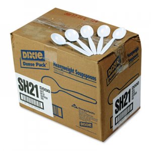 Dixie Plastic Cutlery, Heavyweight Soup Spoons, White, 1000/Carton DXESH217 SH217