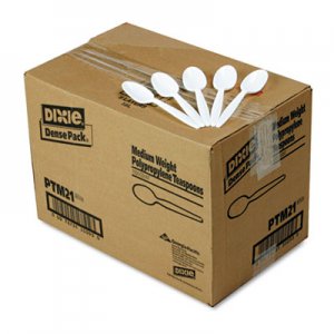 Dixie Plastic Cutlery, Mediumweight Teaspoons, White, 1000/Carton DXEPTM21 PTM21