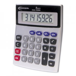 Innovera Portable Minidesk Calculator, 8-Digit LCD IVR15927