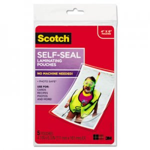 Scotch Self-Sealing Laminating Pouches, 9.5 mil, 4 3/8 x 6 3/8, Photo Size, 5/Pack MMMPL900G