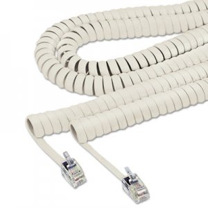 Softalk Coiled Phone Cord, Plug/Plug, 25 ft., Ash SOF42215 42215