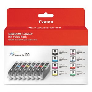 Canon 0620B015 (CLI-8) ChromaLife100+ Ink, Assorted, 8/PK CNM0620B015 0620B015