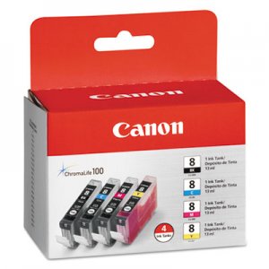 Canon CLI8 (CLI-8) Ink, Black/Cyan/Magenta/Yellow, 4/PK CNMCLI8 0620B010