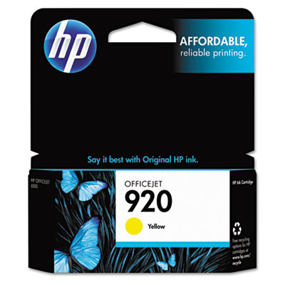 HP 920, (CH636AN) Yellow Original Ink Cartridge HEWCH636AN CH636AN