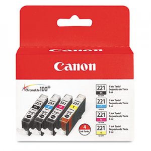 Canon 2946B004 (CLI-221) Ink, Black/Cyan/Magenta/Yellow, 4/PK CNM2946B004 2946B004