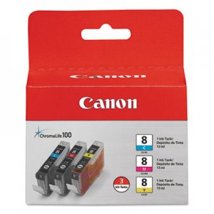 Canon 0621B016 (CLI-8) ChromaLife100+ Ink, Cyan/Magenta/Yellow, 3/PK CNM0621B016 0621B016