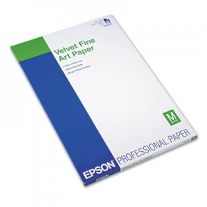 Epson Velvet Fine Art Paper, 13 x 19, White, 20 Sheets/Pack EPSS041637 S041637