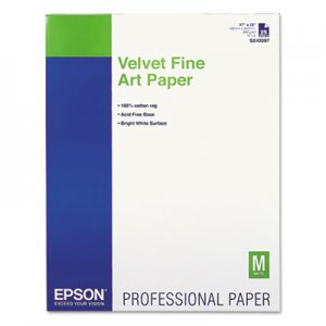 Epson Velvet Fine Art Paper, 17 x 22, White, 25 Sheets/Pack EPSS042097 S042097