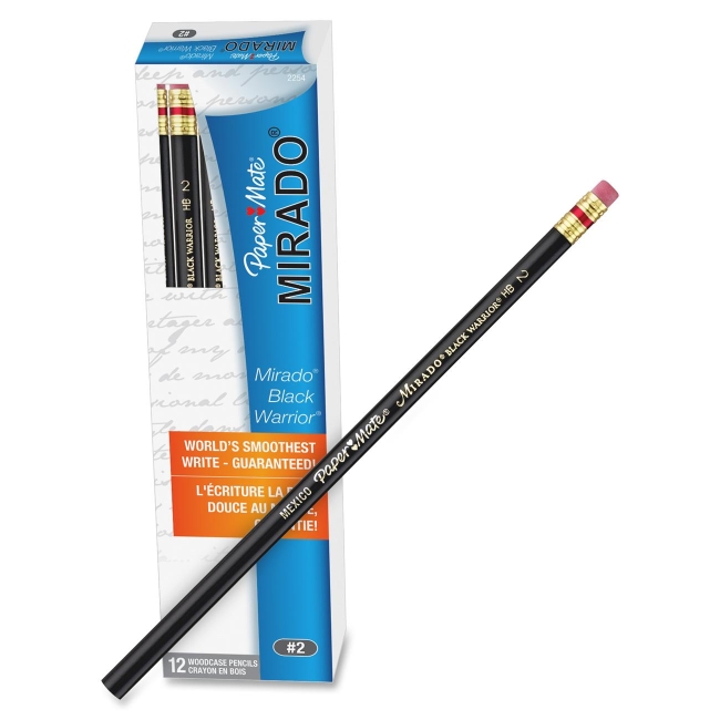 Paper Mate Mirado Classic Black Pencils with Eraser 2254 PAP2254