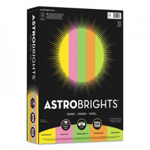 Astrobrights Color Paper - "Neon" Assortment, 24lb, 8 1/2 x 11, 5 Colors, 500 Sheets WAU20270 20270