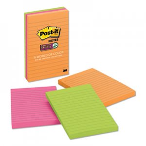 Post-it Notes Super Sticky Pads in Rio de Janeiro Colors, Lined, 4 x 6, 90-Sheet Pads, 3/Pack